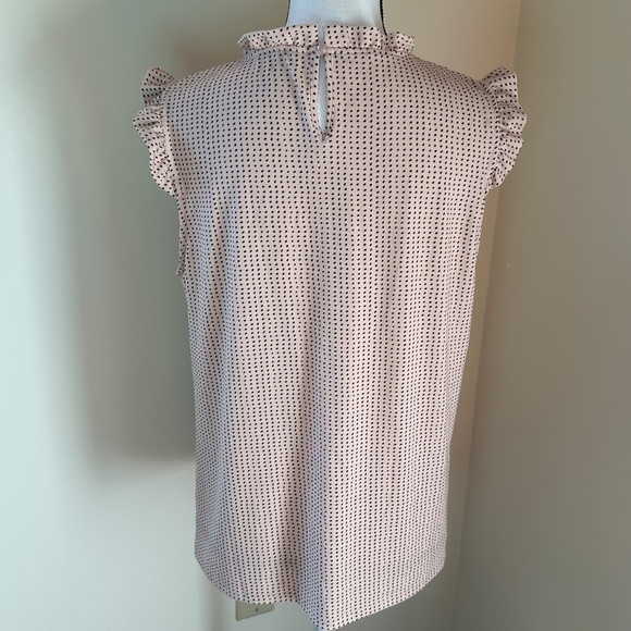 *ADRIANNA PAPELL* Pink x Black Ruffle Neck Fashion Tank Top Size Large - Picture 7 of 12